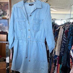 SHEIN Light Blue Denim Tunic Dress